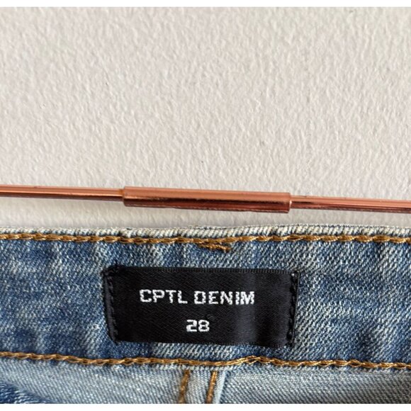 CPTL Denim Womens Cash Ripped Colorful Splatter Jeans Light Blue Size 28 - Picture 7 of 13